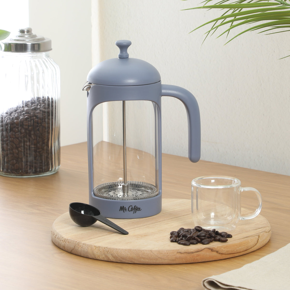 Mr. Coffee Retro Brew French Press Coffee Maker, 31 oz. Glass Carafe with High Heat Resistant Durable Borosilicate Glass & Colorful Frame and Plunger, Includes Coffee Scoop — Gibson Homewares