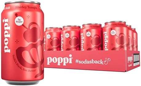 Poppi Sparkling Prebiotic Soda Beverage with Apple Cider Vinegar, Seltzer Water and Fruit Juice, Shirley Temple, 12 Fl Oz, Pack of 12 — Poppi