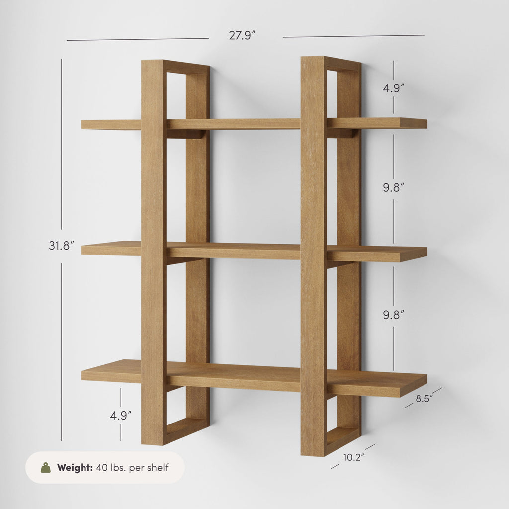 Wood Modular Floating Wall Shelf Light Brown — Nathan James