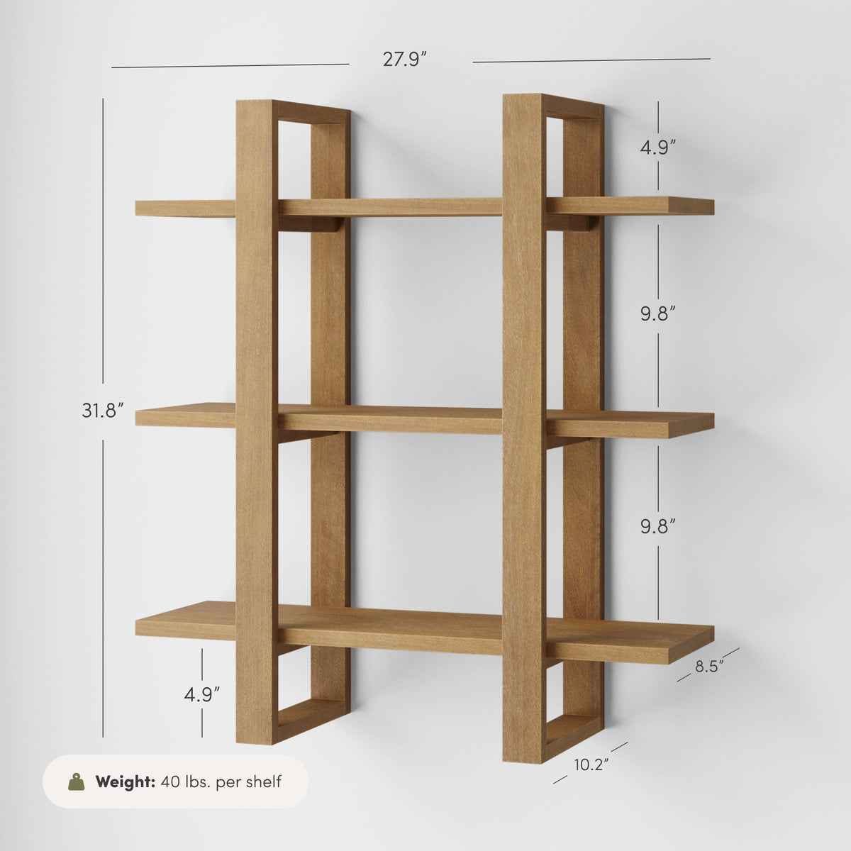 Wood Modular Floating Wall Shelf Light Brown — Nathan James