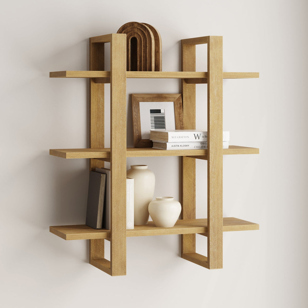 Wood Modular Floating Wall Shelf Light Brown — Nathan James