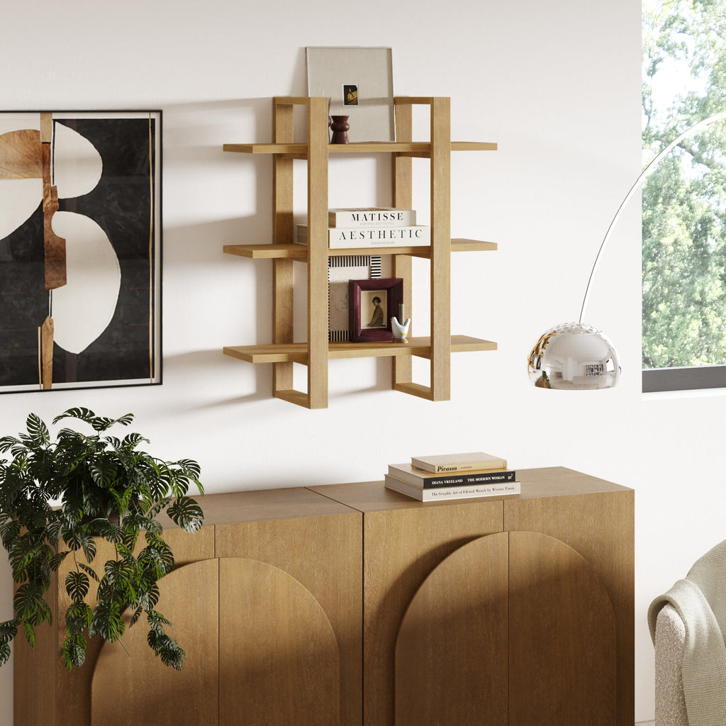Wood Modular Floating Wall Shelf Light Brown — Nathan James