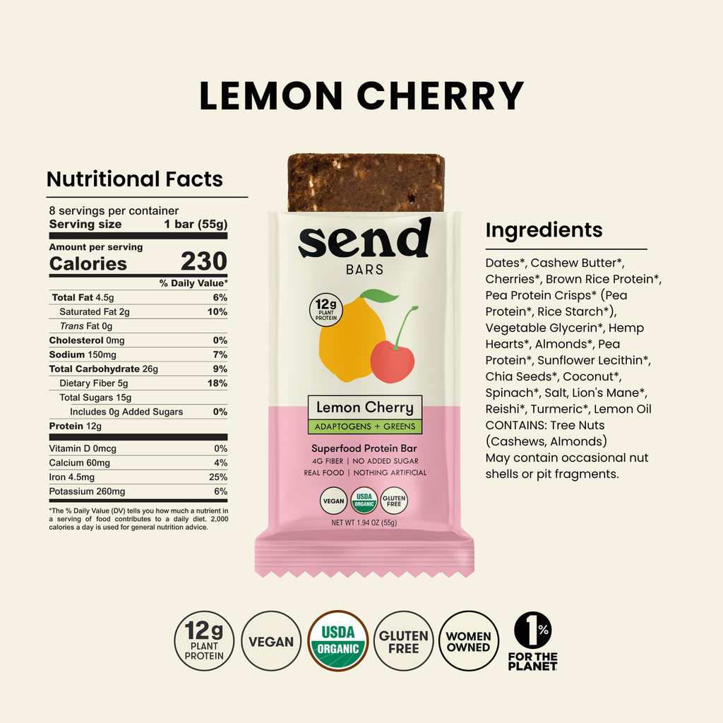 Organic Lemon Cherry Energy Bar — Send Bars