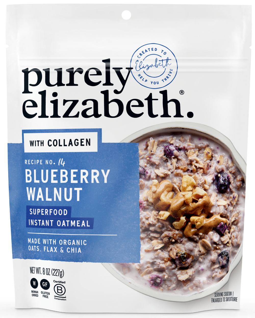 Blueberry Walnut Superfood Oatmeal Pouch with Collagen 10oz