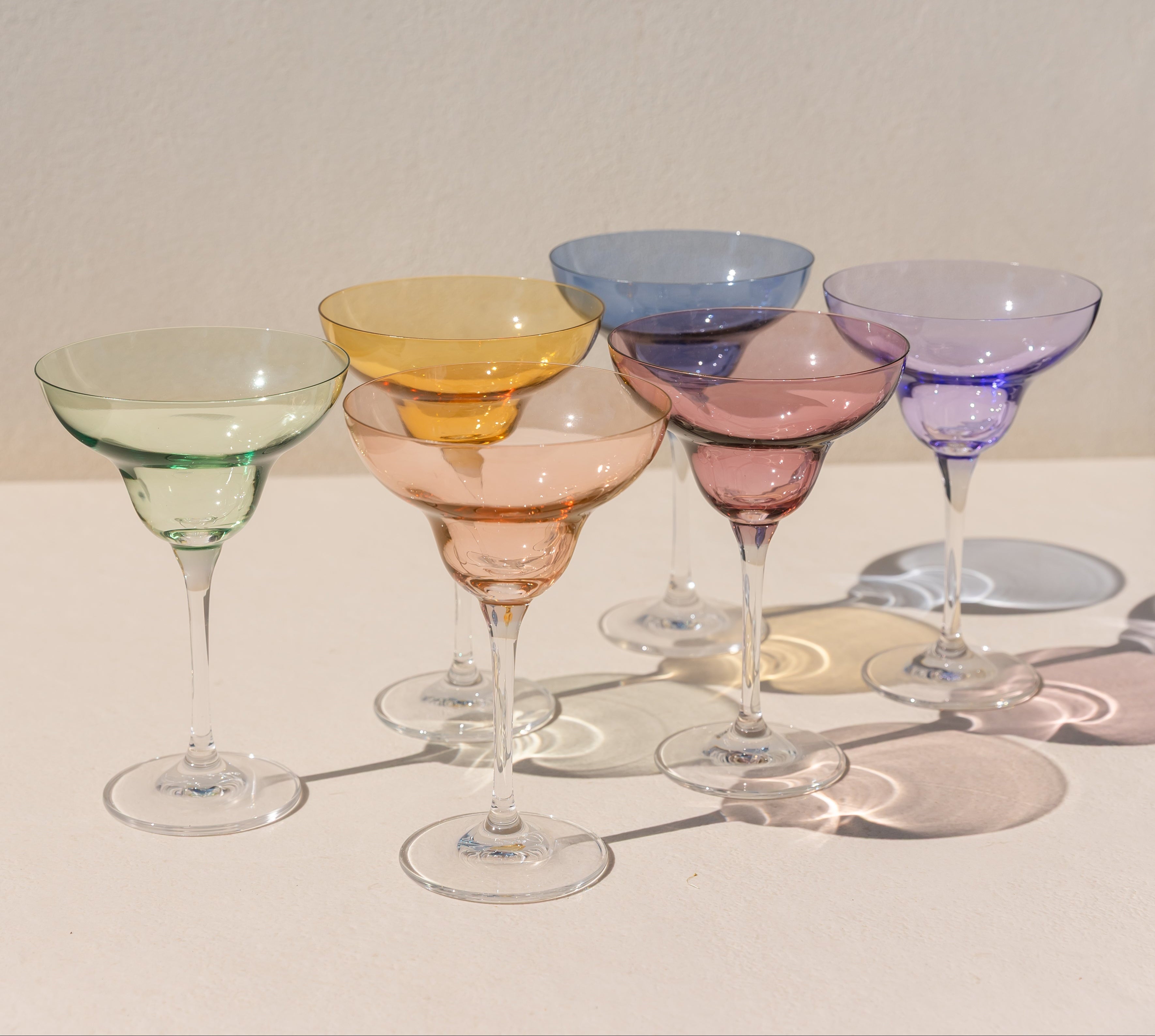 Estelle Colored Margarita Glass - Pastel Mixed Set of 6 — Estelle Colored Glass