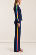 SUKI RAINBOW V NECK SWEATER - DRESS BLUE — ST. BERT’S
