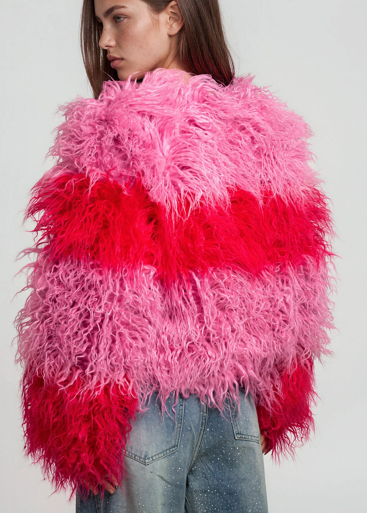 Colorblock Shaggy Faux Fur Jacket — Kate Hewko