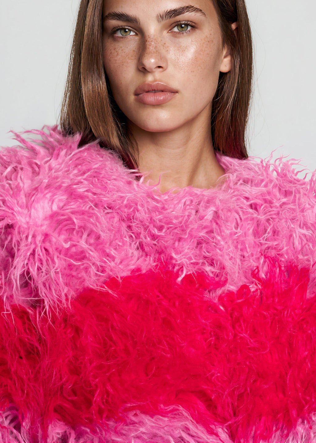 Colorblock Shaggy Faux Fur Jacket — Kate Hewko