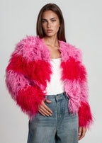 Colorblock Shaggy Faux Fur Jacket — Kate Hewko