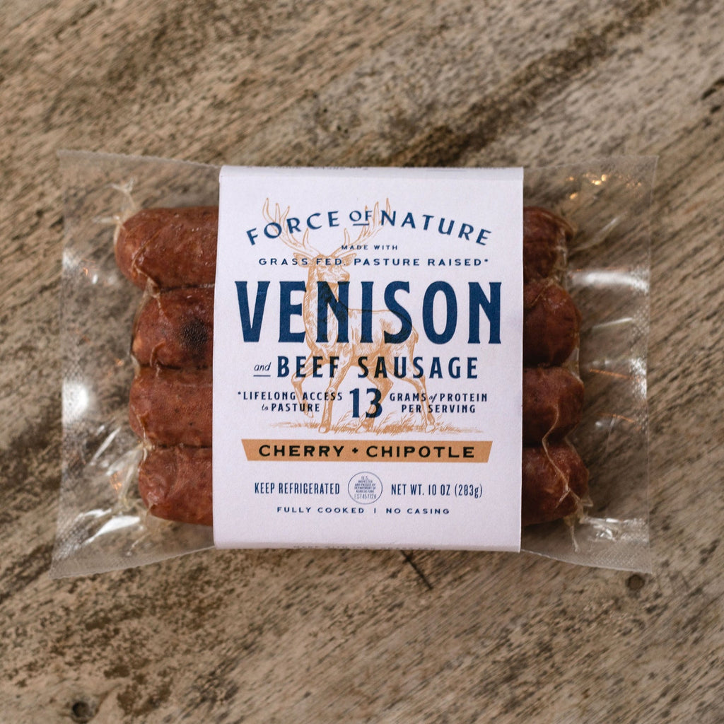 Grass Fed Venison & Beef Sausage with Cherry & Chipotle — Force of Nature Meats