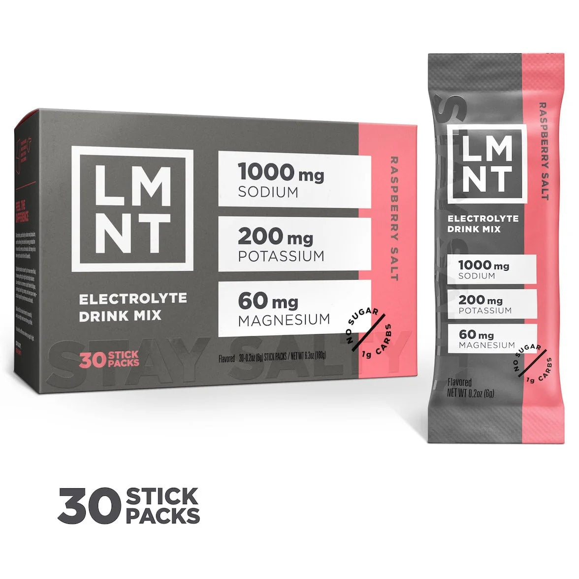 LMNT Zero-Sugar Electrolytes Raspberry Salt — Drink LMNT