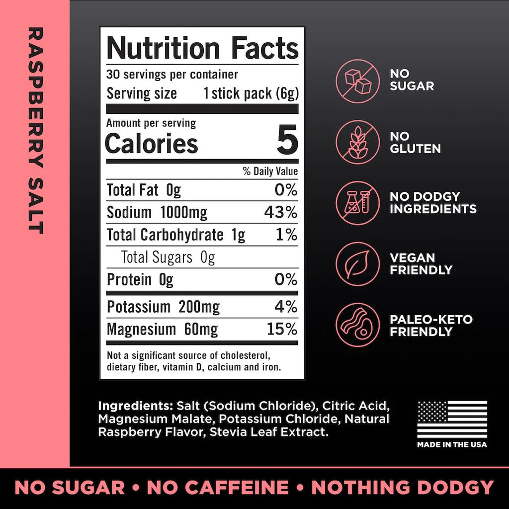 LMNT Zero-Sugar Electrolytes Raspberry Salt — Drink LMNT