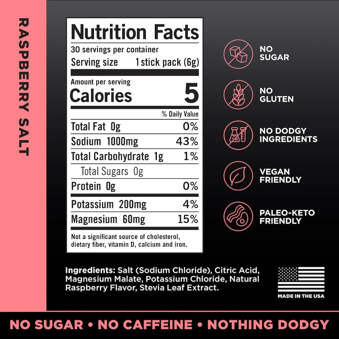 LMNT Zero-Sugar Electrolytes Raspberry Salt — Drink LMNT