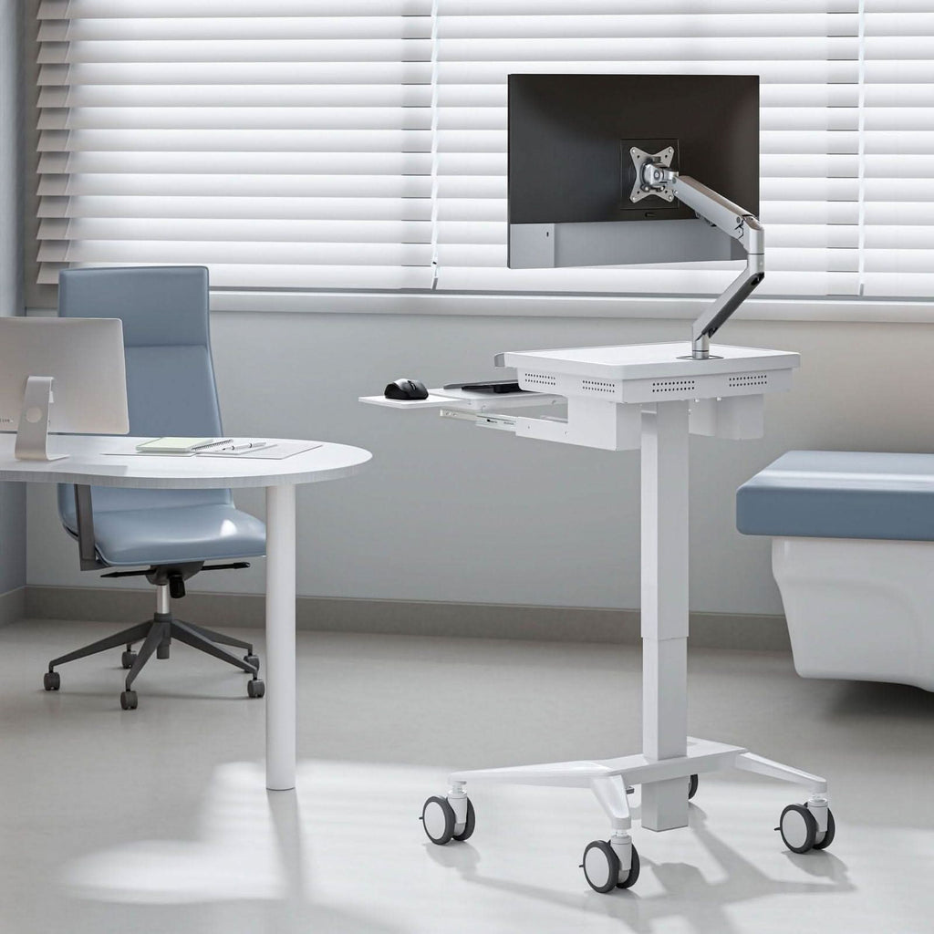 MedHub Mobile Workstation with Monitor Arm — Mount-It!
