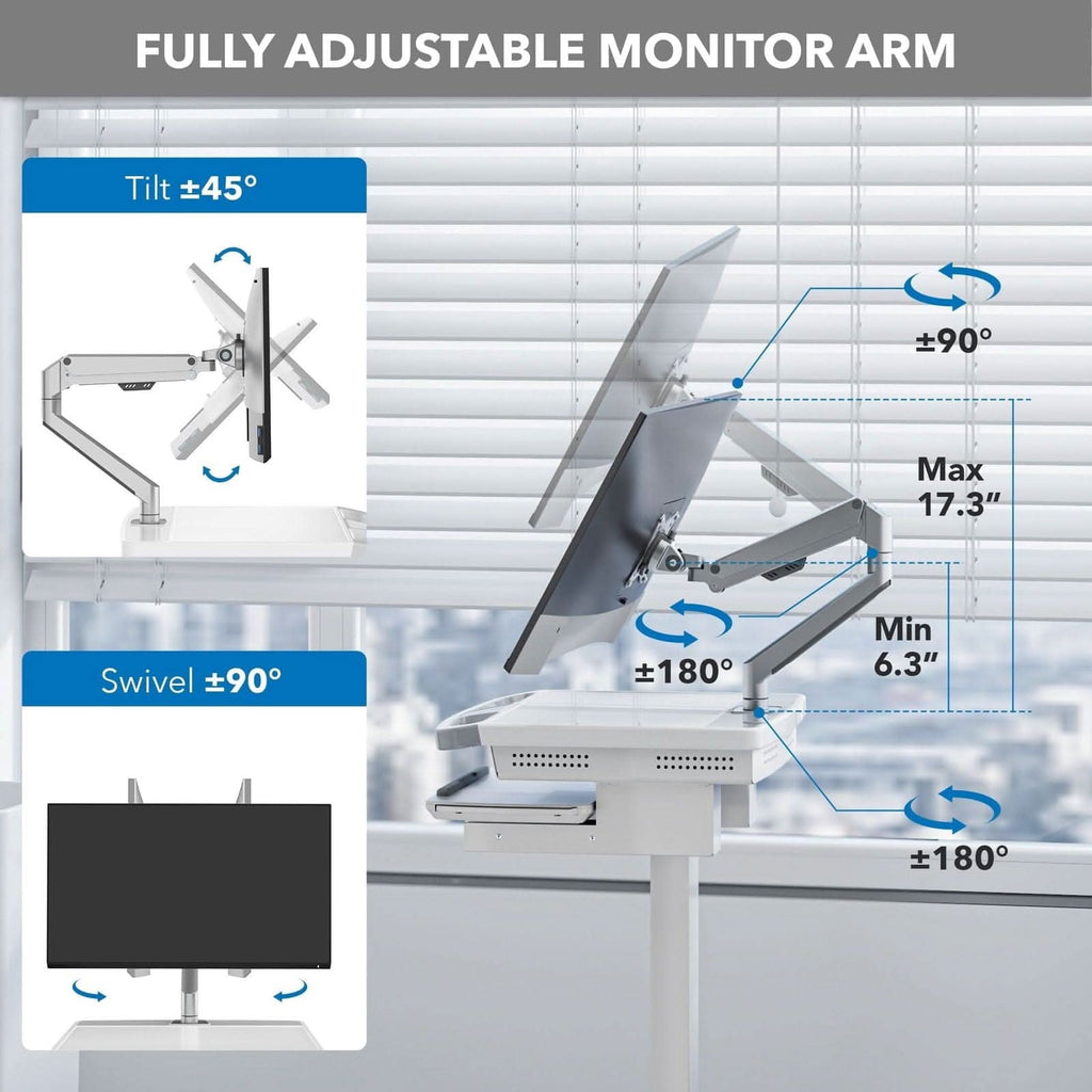 MedHub Mobile Workstation with Monitor Arm — Mount-It!